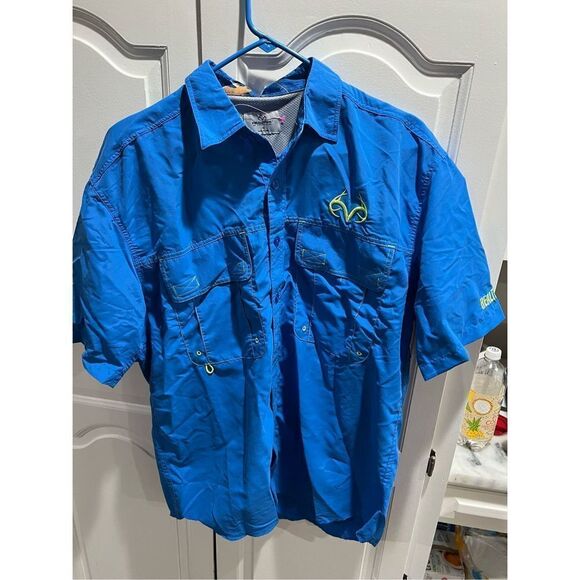 Realtree Men's Outdoor Utility Pocket Button-Up Shirt Blue medium - Picture 1 of 6